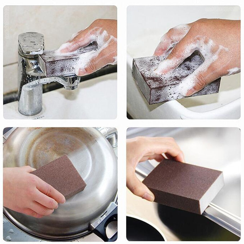 1/2/4/5/6/8Pcs Magic Sponge Eraser Carborundum Removing Rust Cleaning Brush Descaling Clean Rub for Cooktop Pot Kitchen Sponge