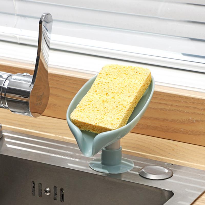 Leaf Shape Soap Box Drain Soap Holder Box Bathroom Shower Soap Holder sponge Storage Plate Tray Bathroom Supplies Bathroom Gadge